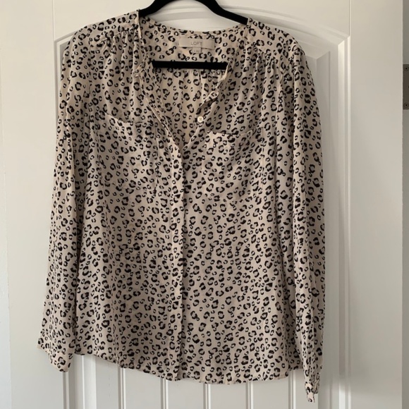 LOFT Animal Print Blouse - Picture 1 of 5